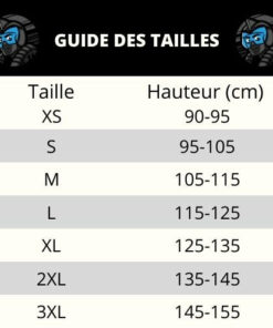 guide des tailles deguisement