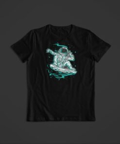 T Shirt Astronaute Snowboard noir