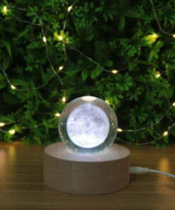 boule en cristal lune socle bois
