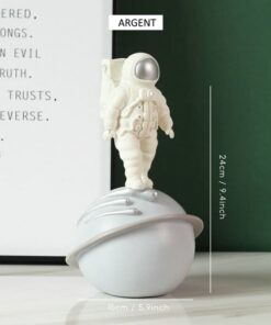 figurine cosmonaute saturne argent