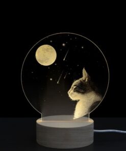 lampe chat dans la lune