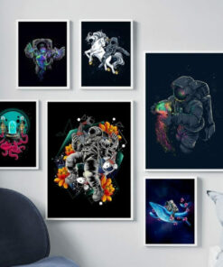 poster astronaute licorne espace