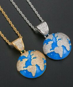 collier carte du monde argent