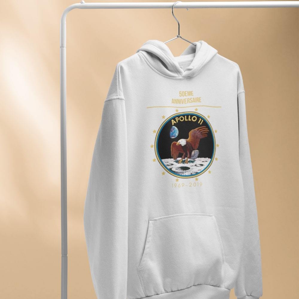 sweat-apollo-11-50-ans-blanc-le-petit-astronaute sweat apollo 11 anniversaire blanc