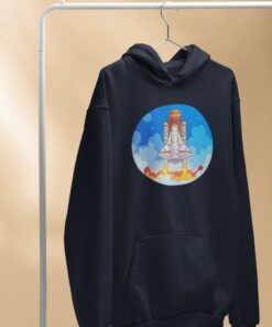 sweat fusee navette spatiale bleu