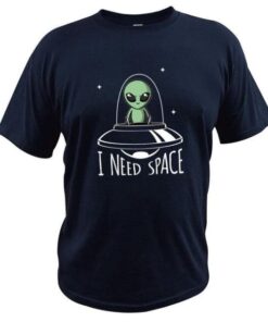 t shirt alien i need space bleu