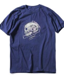 t shirt crane astronaute bleu marine