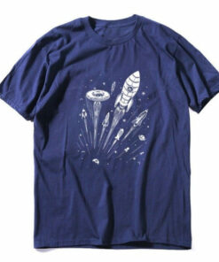 t-shirt-fusee bleu marine