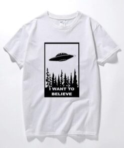 t shirt i want to believe blanc