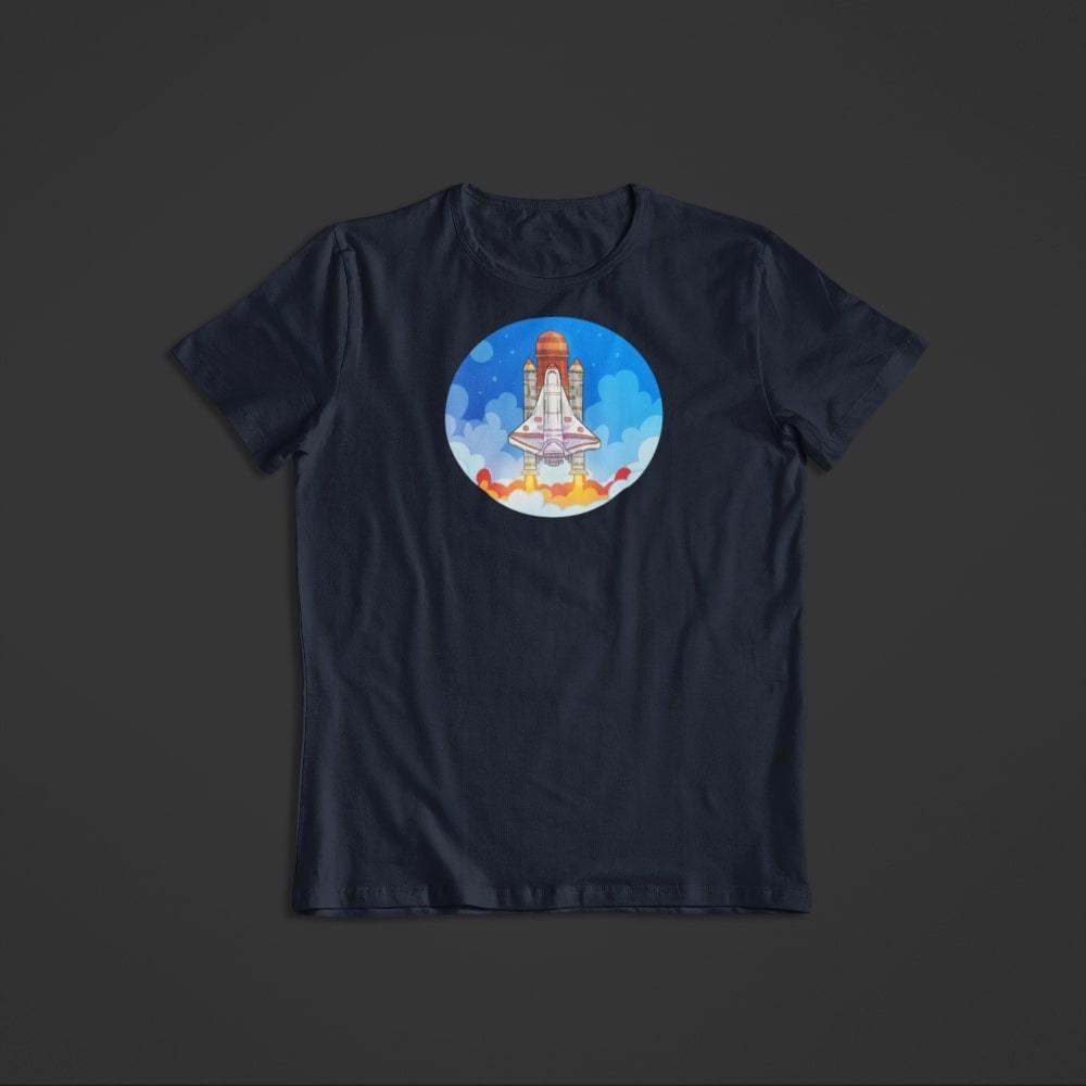 t-shirt-navette-spatiale-bleu-le-petit-astronaute t shirt navette spatiale bleu
