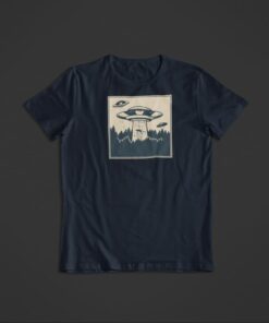 t shirt ovni retro bleu