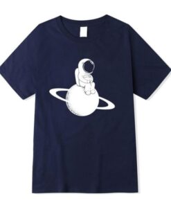 t shirt petit astronaute saturne bleu