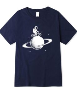 t shirt petit astronaute velo bleu