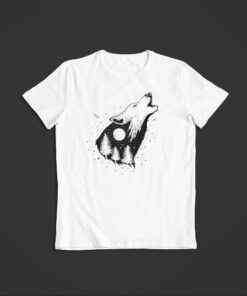 t shirt loup lune blanc