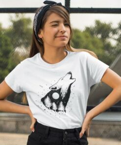 t shirt loup lune femme