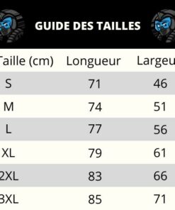 guide des tailles t shirt brodé