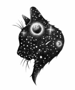 Tatouage Éphémère Chat Spatial