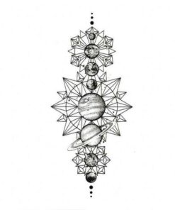 Tatouage Éphémère Système Solaire Géométrique